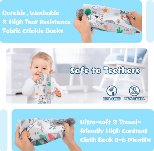 كتب 3D تعليمية وحسية لحديثي الولادة 0-12 شهر