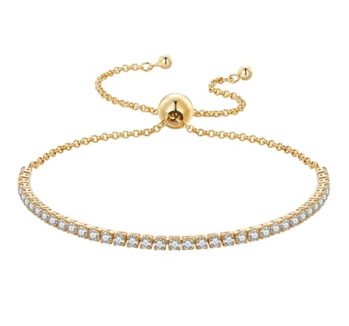 سوار تنس كلاسيكي للنساء ، 14K مطلي بالذهب ، 925 فض...