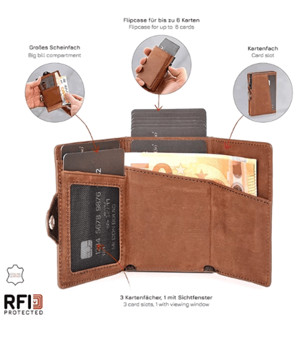 محفظة فاخرة مع حافظة بطاقات 2×1