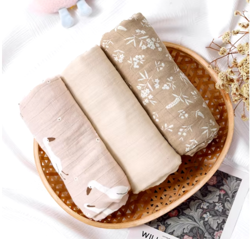 قماط قماط قطنية من الخيزران ، لحاف أطفال ناعم للنو...