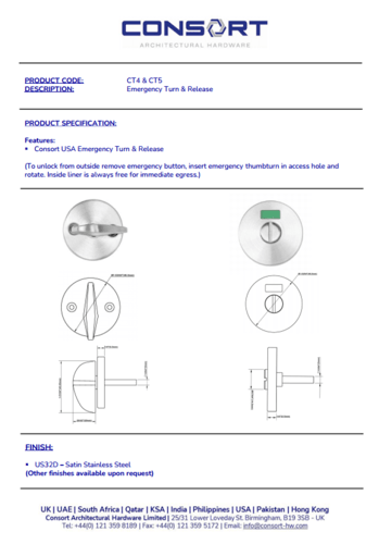 قفل باب حمام CONSORT US32D