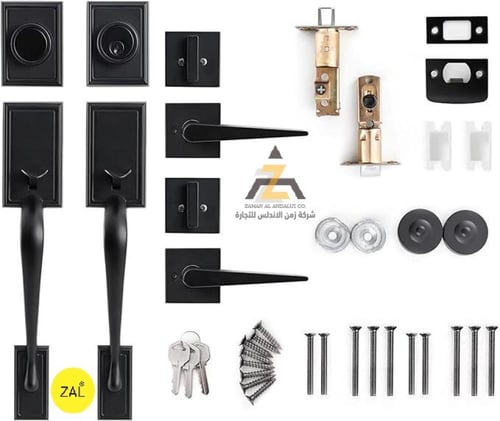 قفل باب مع مقبض نظام امريكي لون اسود