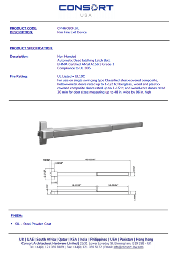 قفل باب طوارئ CONSORT CPH6080F SSS