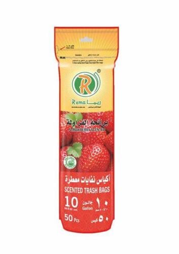 اكياس نفايات ريما برائحة فراولة 10جالون 50كيس
