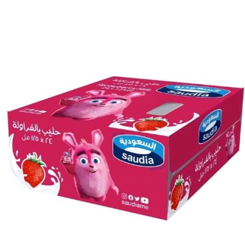 حليب السعودية بالفراولة 125مل24حبة
