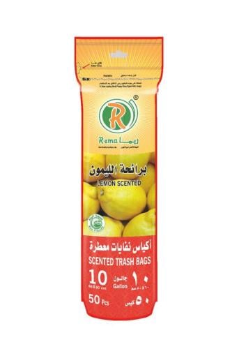 اكياس نفايات ريما برائحة ليمون 10جالون 50كيس