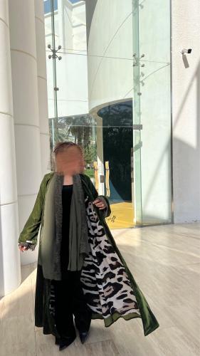 Velvet abaya in olive color