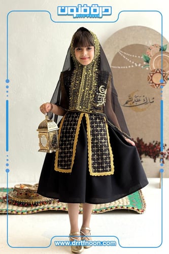 فستان العيد بتطريز ذهبي ( بناتي )