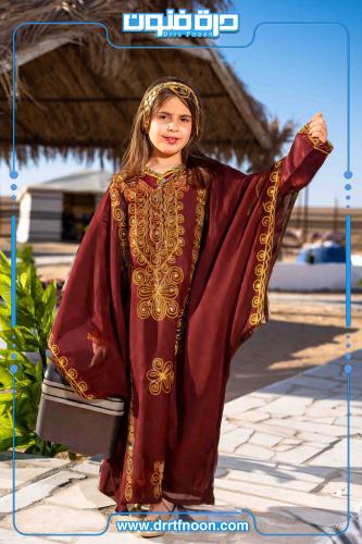 ثوب النشل النجدي بناتي ( عنابي )