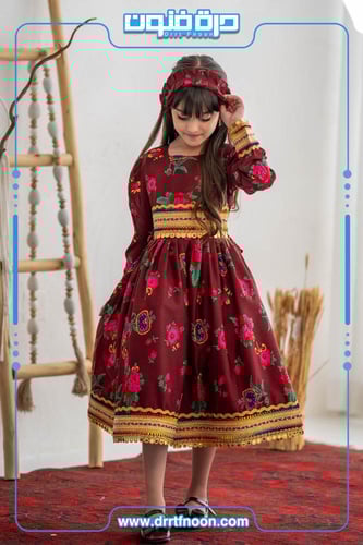 فستان شالكي عنابي ( بناتي )