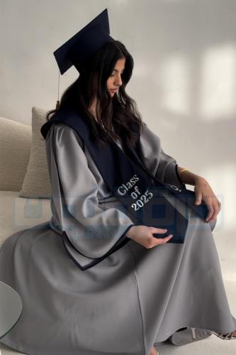 طقم عباية تخرج رصاصي مع كحلي