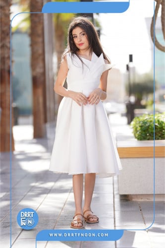 فستان مع وشاح ( أبيض )