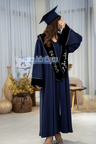 طقم عباية تخرج كحلي ومخمل اسود