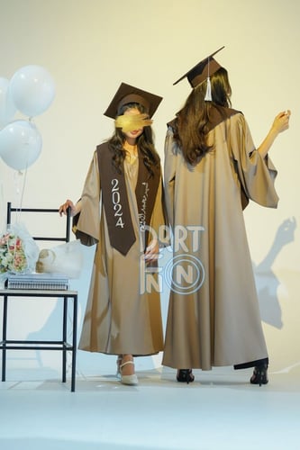 طقم عباية تخرج بني