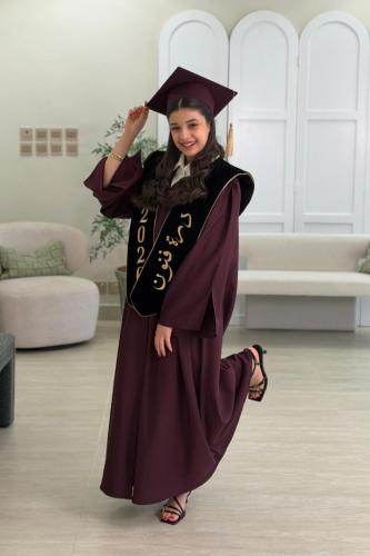 طقم عباية تخرج ليلكي عودي