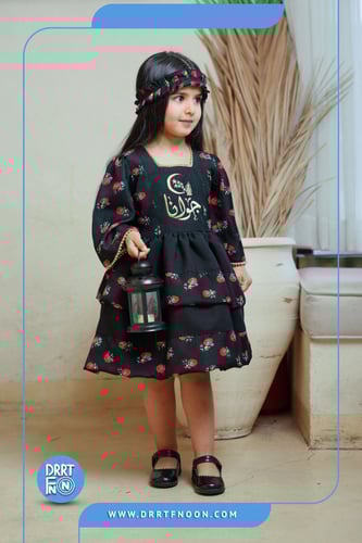 فستان شالكي اسود طبقات ( بناتي )