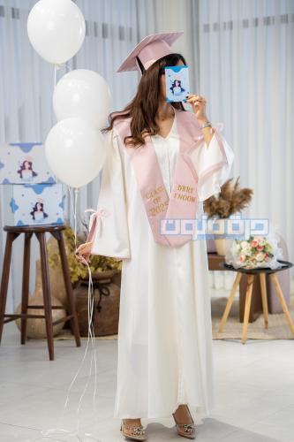 طقم عباية تخرج سكري ووردي