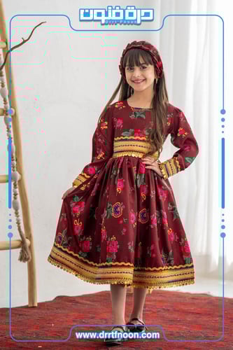 فستان شالكي عنابي ( بناتي )