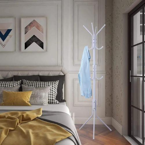 Metal clothing and coat hanger, multi-purpose, white, 172x43 cm