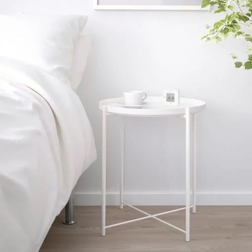 White side service table with modern design