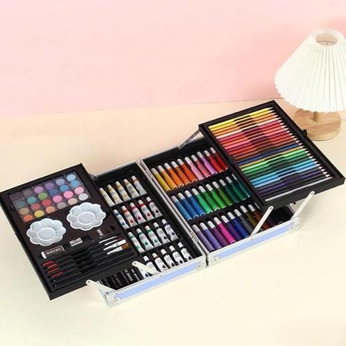 Children's art tools set 145 pieces – comprehensive drawing bag with dinosaur design