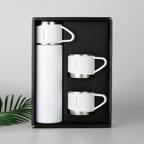 Thermos for coffee and tea with two cups made of s...