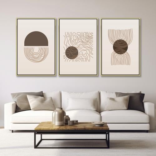 طقم من 3 لوحات ثلاثية فن تجريدي بتصميم عصري