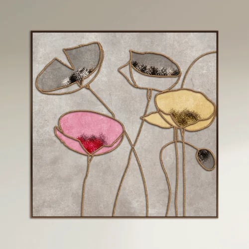 Wall art with flowers and trees