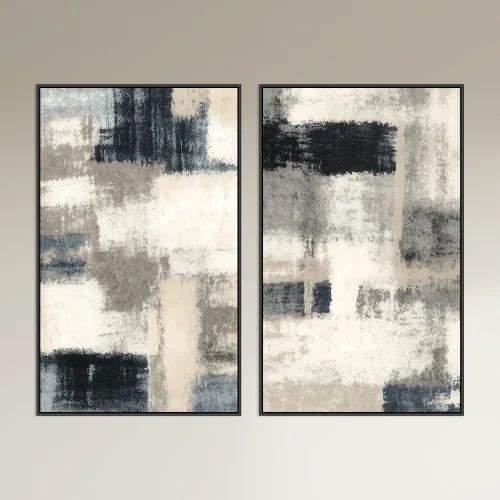 Set of dual paintings abstract art