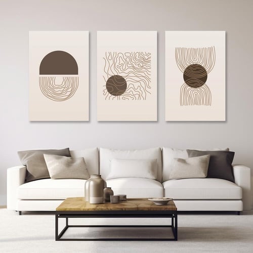 طقم من 3 لوحات ثلاثية فن تجريدي بتصميم عصري