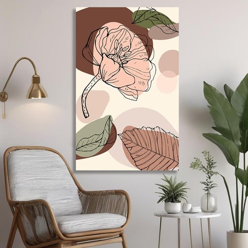 لوحة فن تجريدي ورود بتصميم مودرن