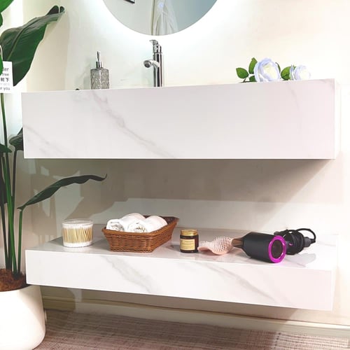 مغسلة ديكور حمام مقاس 100 سم مع 3 ارفف ومرايا مضيئ...