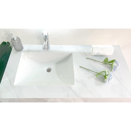 مغسلة ديكور حمام مقاس 100 سم مع 3 ارفف ومرايا مضيئ...