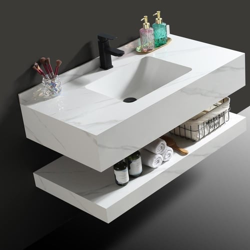 مغسلة ديكور 80 سم رخام صناعي (حجر) ليزر - لون ابيض...