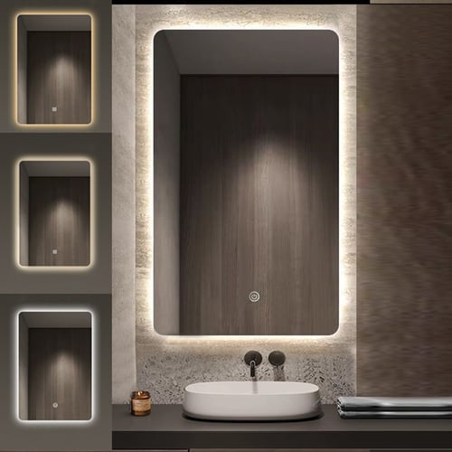 مرايا حمام مضيئة قياس 100*60 ليد 3 الوان