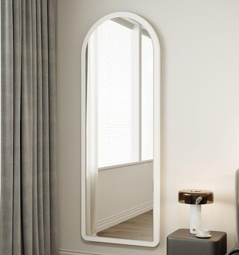 مرآة أرضية مقوّسة من خشب أبيض مقاس 60* 160