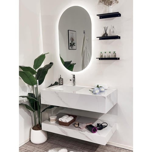 مغسلة ديكور حمام مقاس 100 سم مع 3 ارفف ومرايا مضيئ...