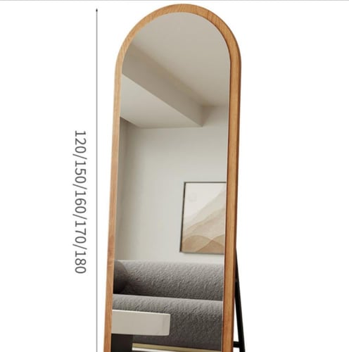 مرآة طويلة مقوّسة من خشب عسلي مقاس 60* 160