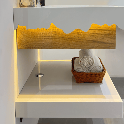 مغسله فخمه باضاءة ابيض وخشبي مقاس 80سم 3036-WB