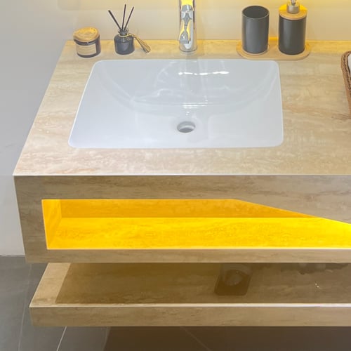 مغسلة مجالس حوضين باضائة 150سم