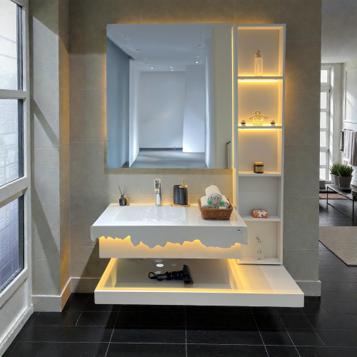 مغسله فخمه باضاءة لون ابيض مقاس 120سم 3040-W