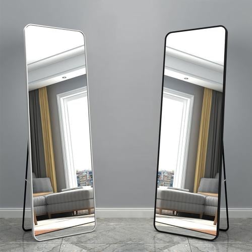 مرآة أرضية أسود مع حامل قياس 50-160 سم