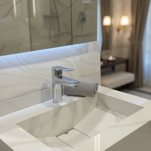 مغسله ضيوف صغيرة عروق رمادي