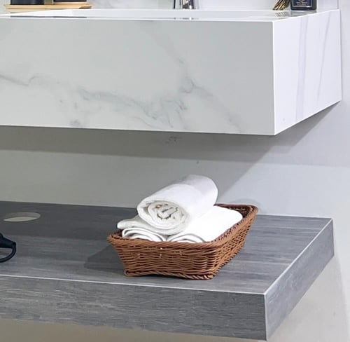 مغسلة بورسلان 120 سم حوضين رف رمادي