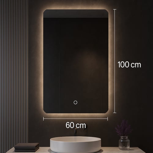 مرايا حمام مضيئة قياس 100*60 ليد 3 الوان