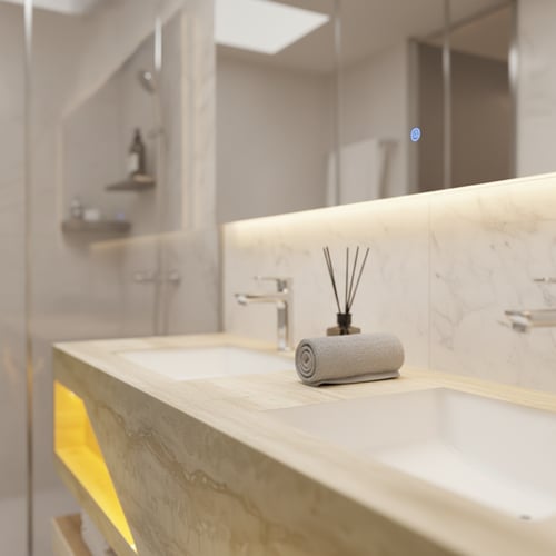 مغسلة مجالس حوضين باضائة 150سم