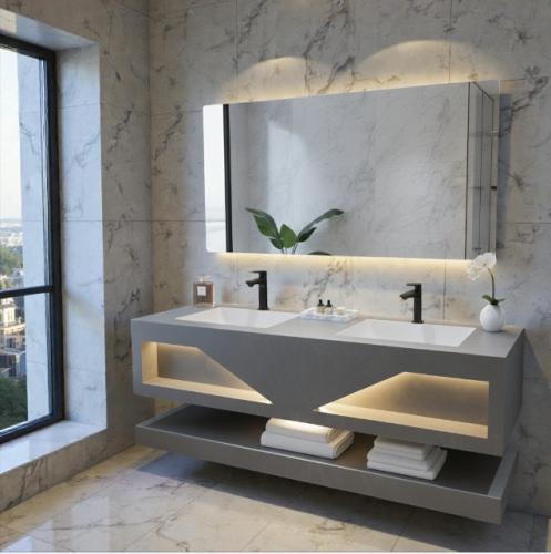 مغسلة مجالس رمادي حوضين باضائة 150سم