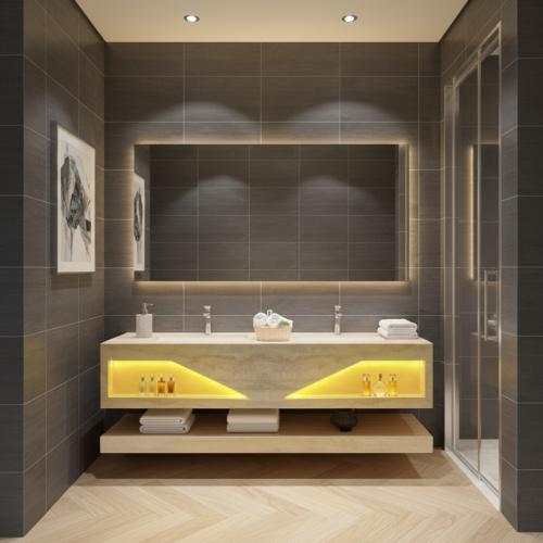 مغسلة مجالس حوضين باضائة 150سم