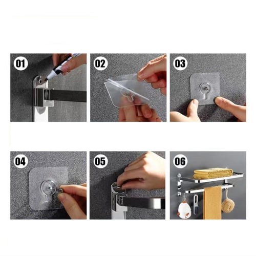 رف مناشف قابل للطيء 60 سم مع قضيب منشفة مع 5 خطافا...