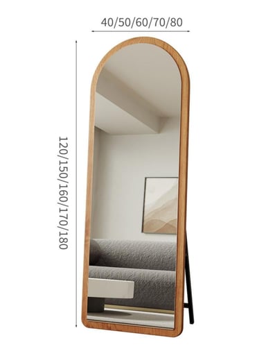 مرآة أرضية مقوّسة من خشب أبيض مقاس 60* 160